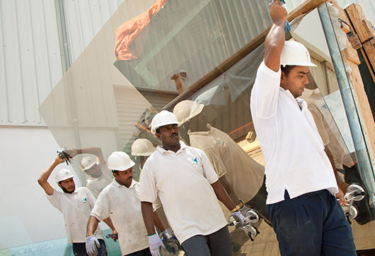 Part of the glass processing in Bahwan Metal and Glass Engineering LLC 